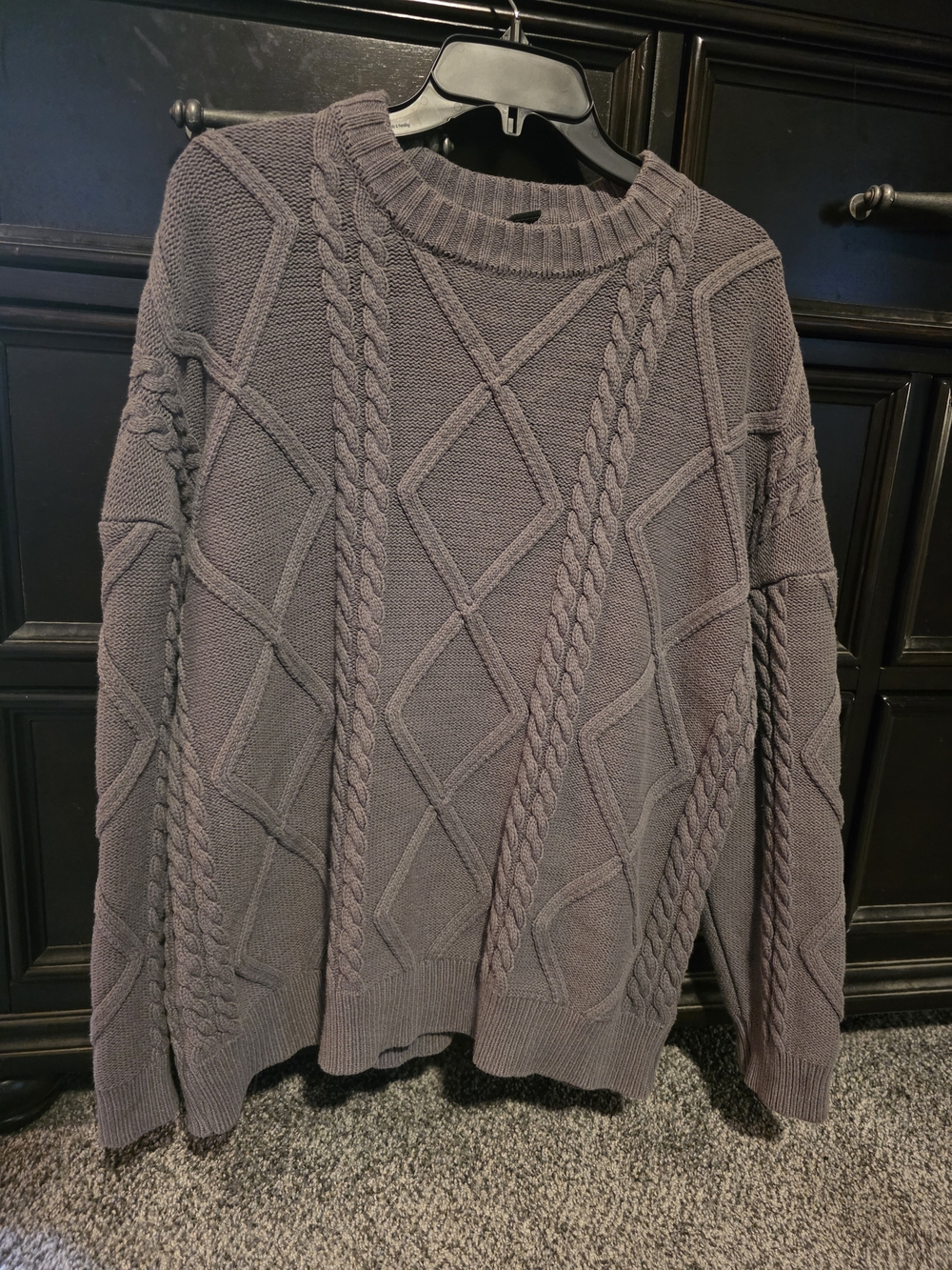 Women's Cable Knit Crewneck Sweater - Gray
